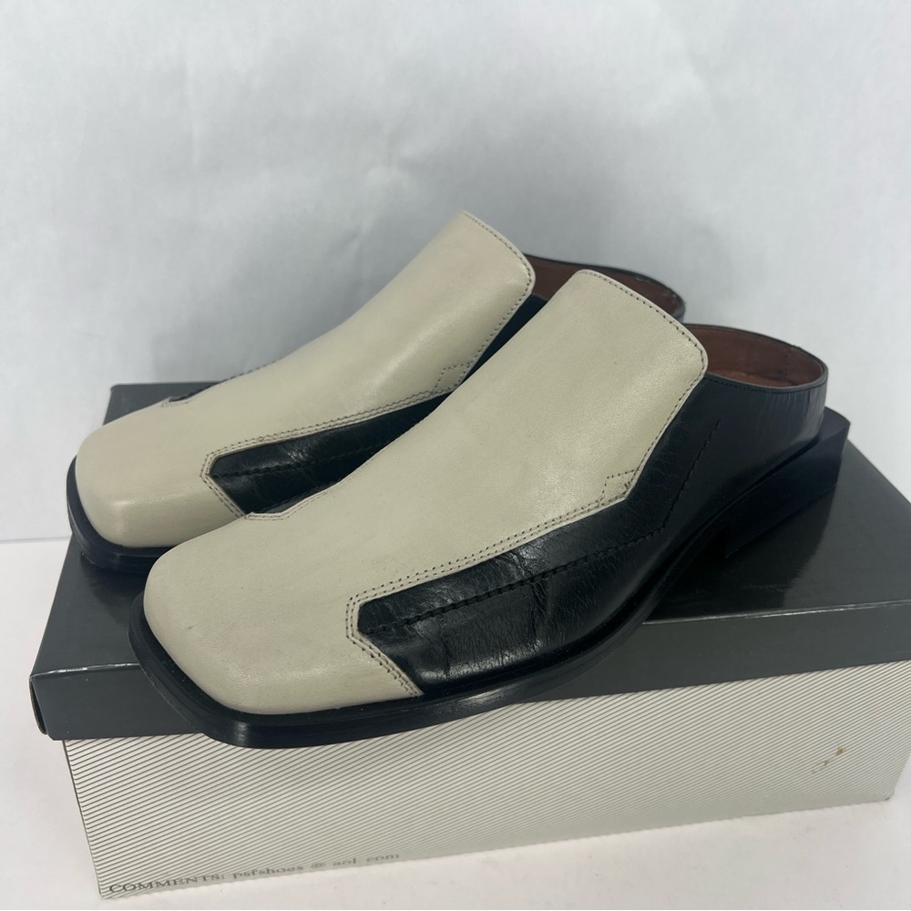 Fratelli Rossetti Two-Tone Leather Slip-On Mules - Cream & Black